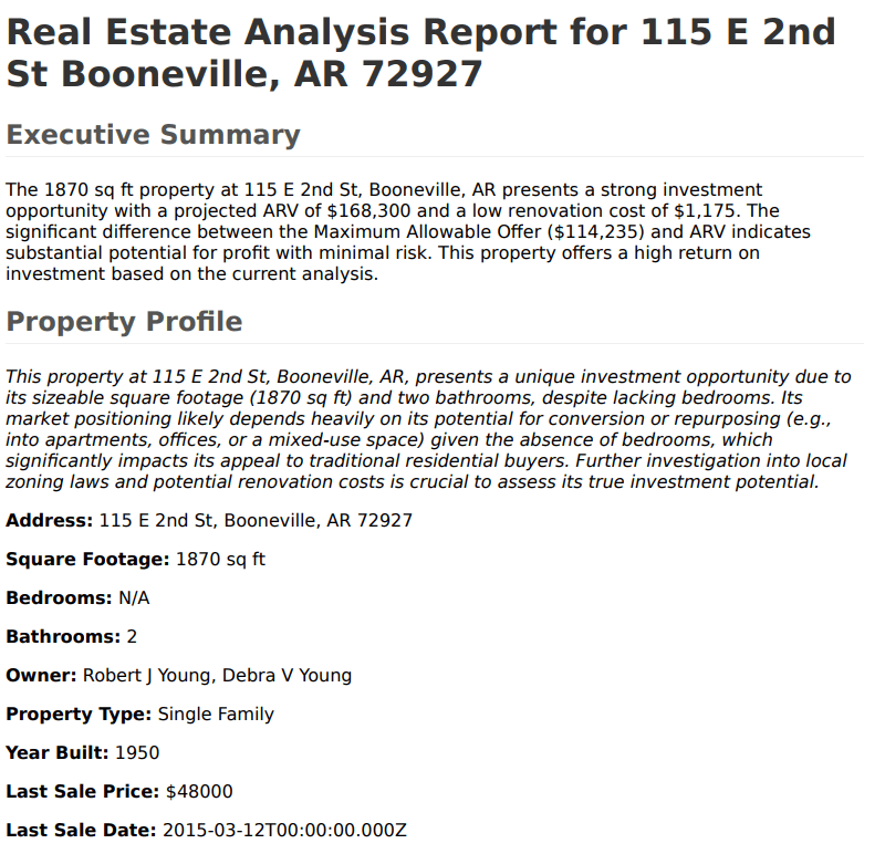 Real Estate Investment Analysis System